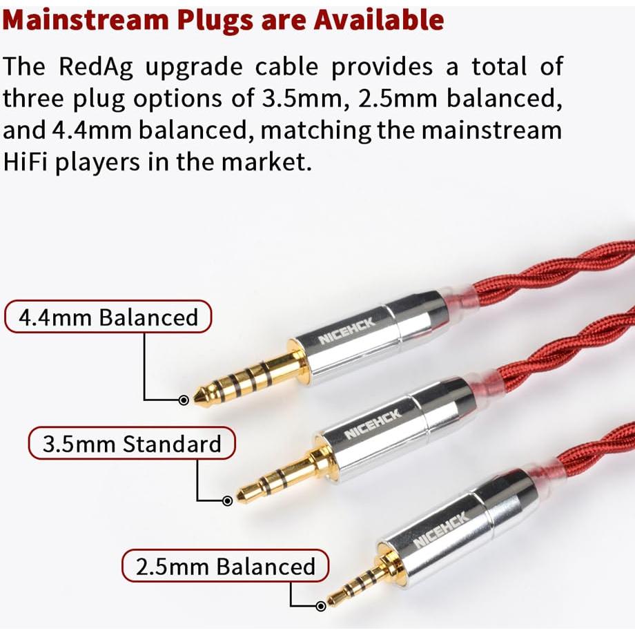 Cable de Auriculares NICEHCK RedAg 3.5mm MMCX Plata Pura 4N