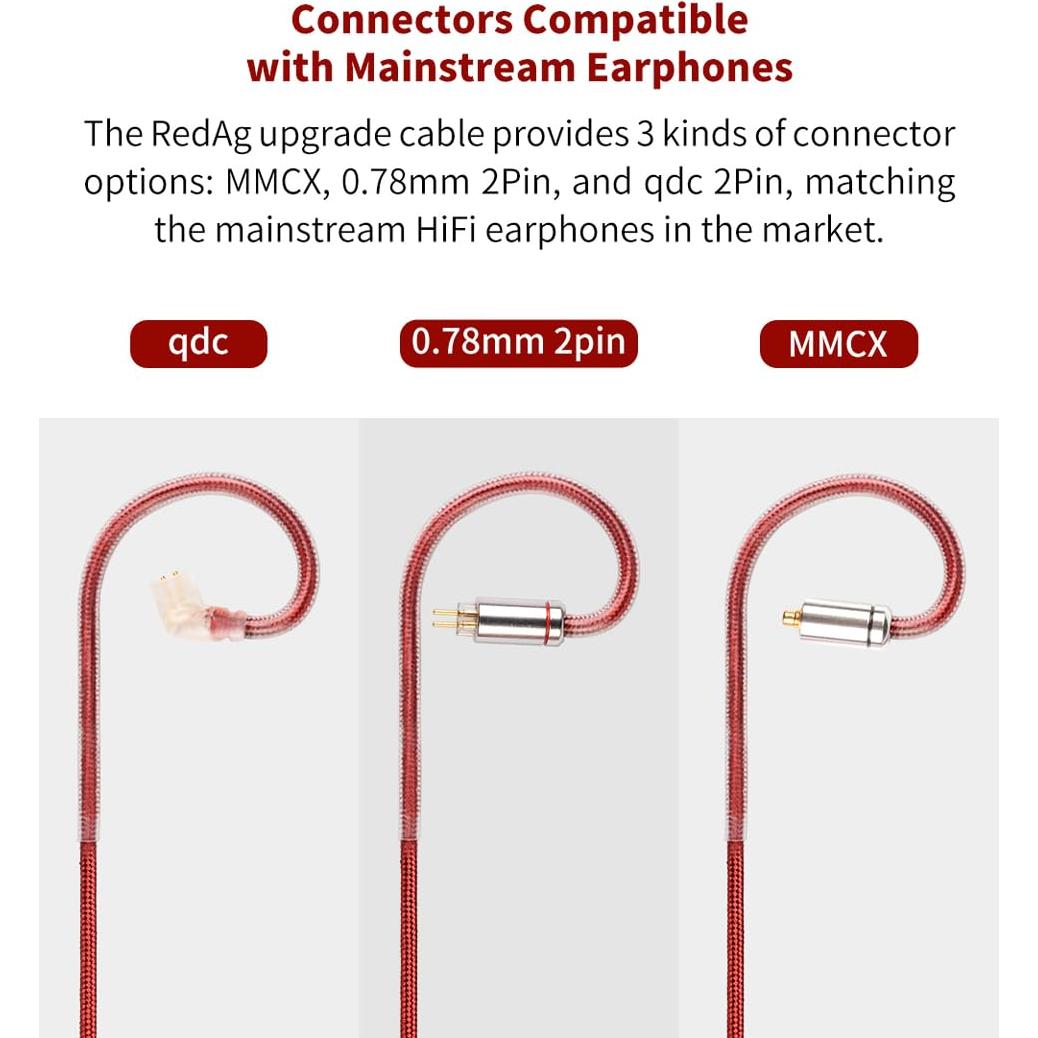 Cable de Auriculares NICEHCK RedAg 3.5mm MMCX Plata Pura 4N