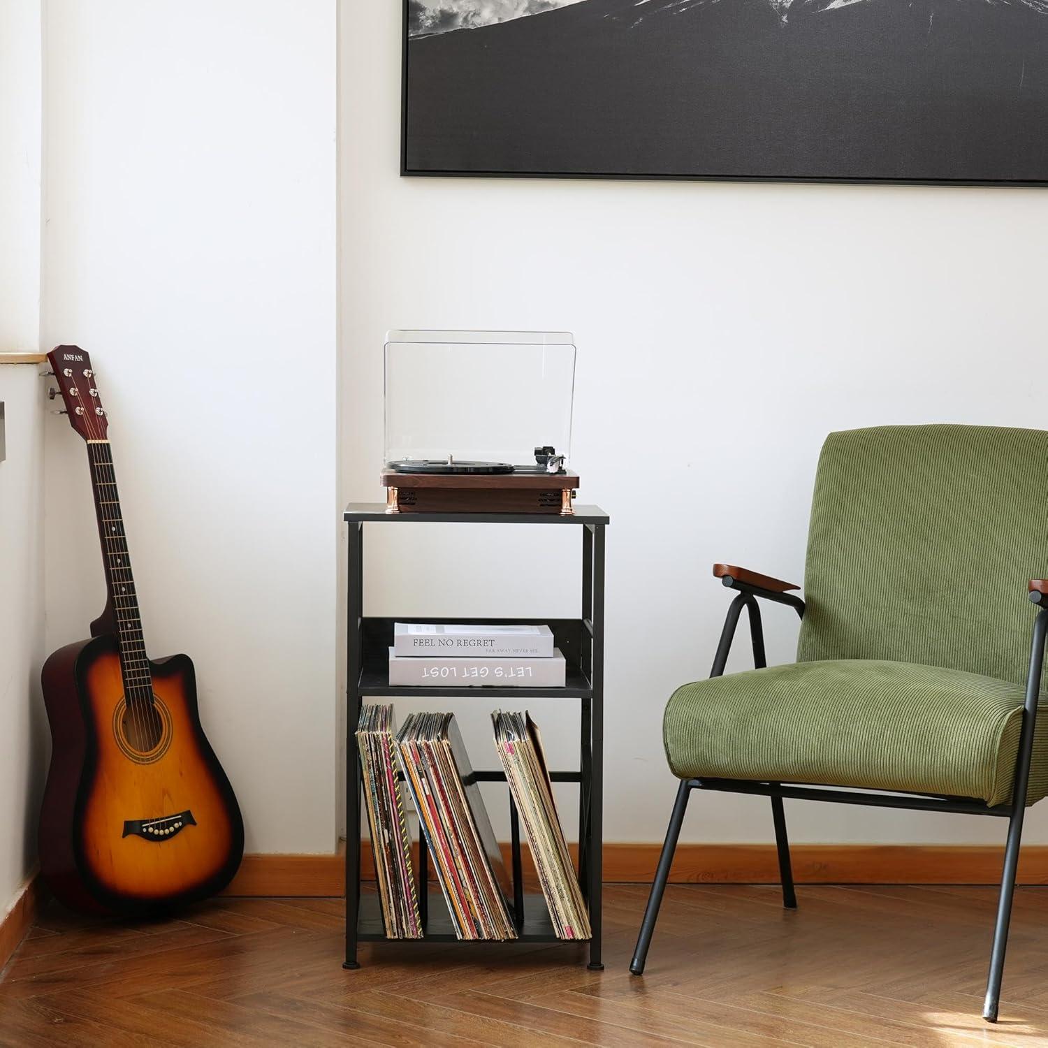 Soporte para Tocadiscos DALEMHOME con Estación de Carga Negro