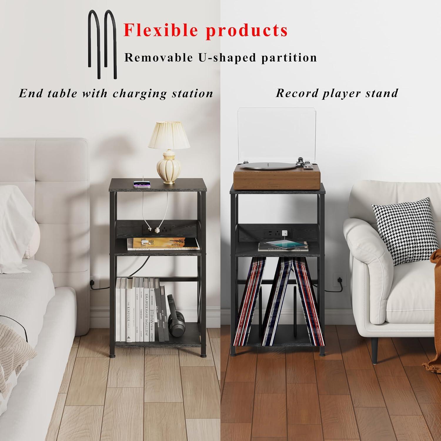 Soporte para Tocadiscos DALEMHOME con Estación de Carga Negro