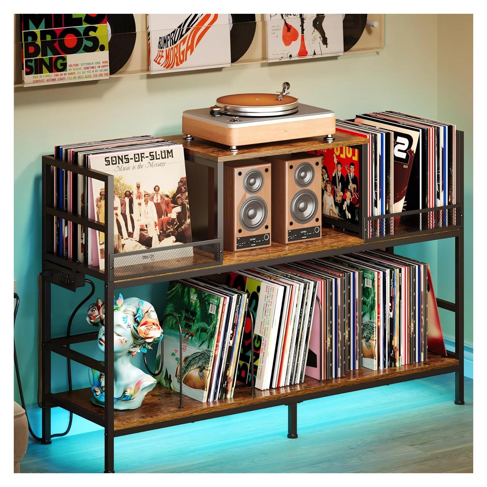 Soporte para Tocadiscos Sonyabecca con Tomas de Corriente y LED