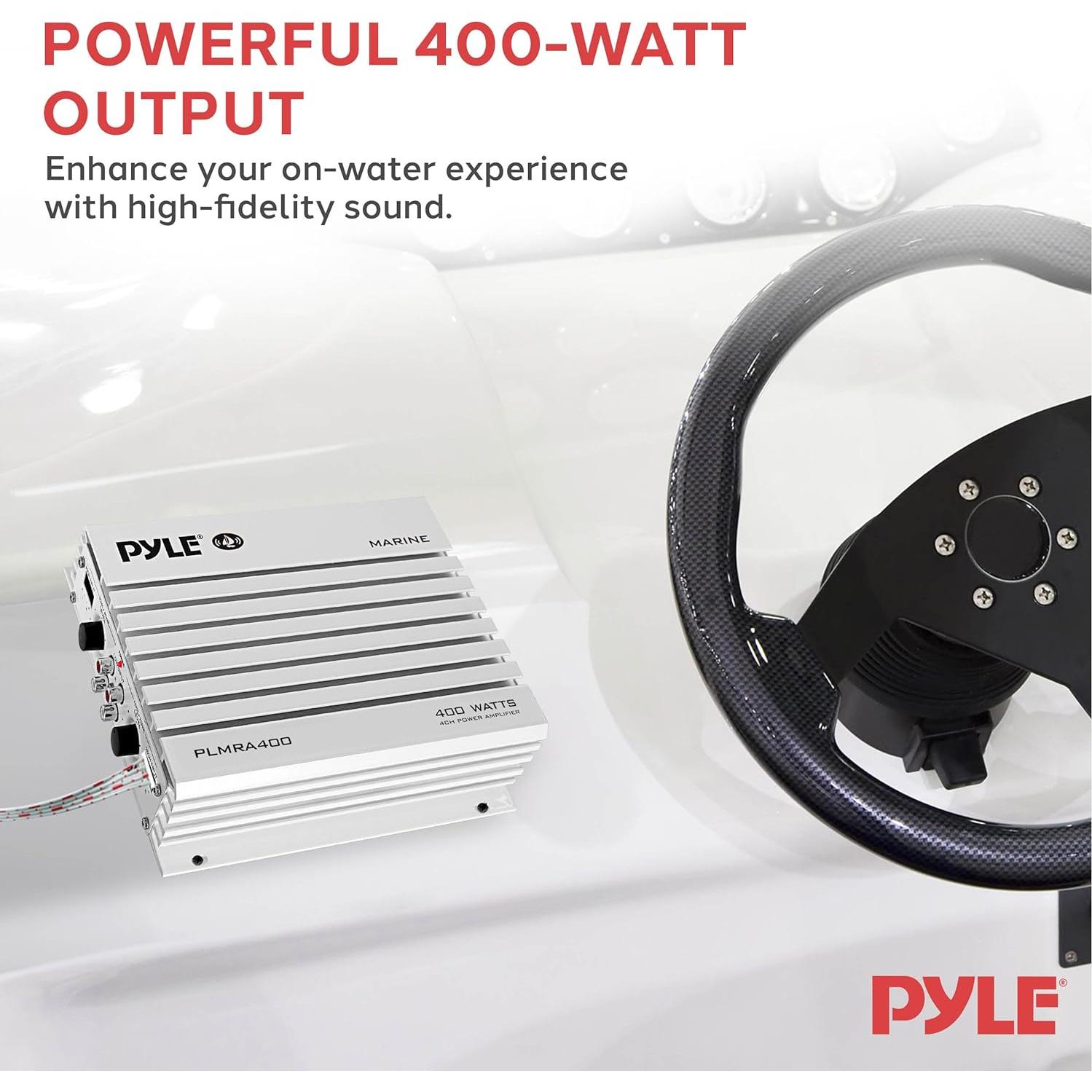 Amplificador Marino Pyle PLMRA400 4 Canales 400W Impermeable