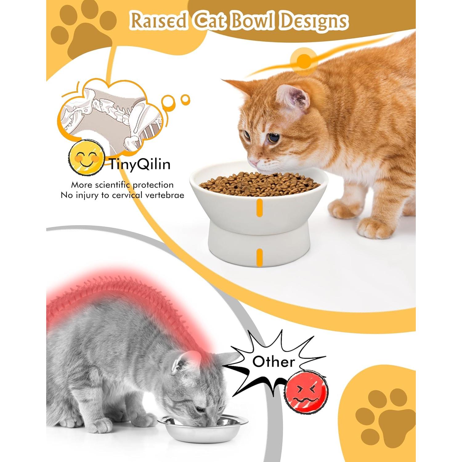 Cuenco Elevado para Gatos TinyQilin 2 en 1 12.7 cm Antiasfixia