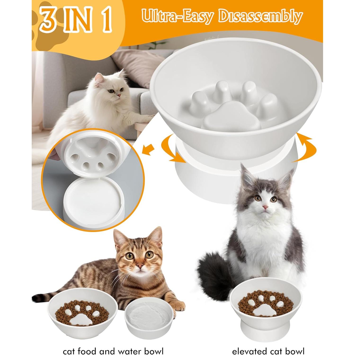 Cuenco Elevado para Gatos TinyQilin 2 en 1 12.7 cm Antiasfixia