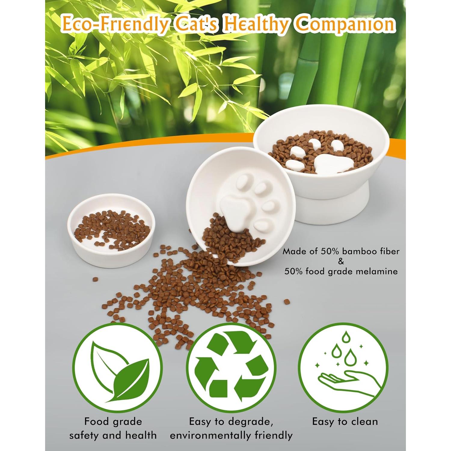 Cuenco Elevado para Gatos TinyQilin 2 en 1 12.7 cm Antiasfixia