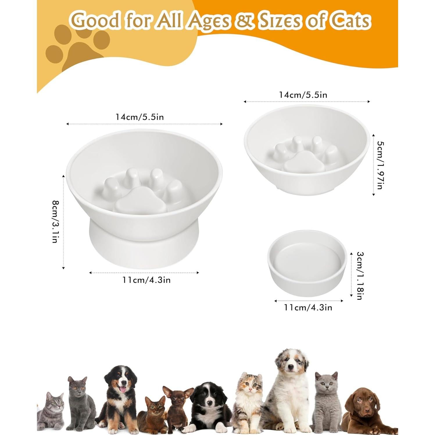 Cuenco Elevado para Gatos TinyQilin 2 en 1 12.7 cm Antiasfixia