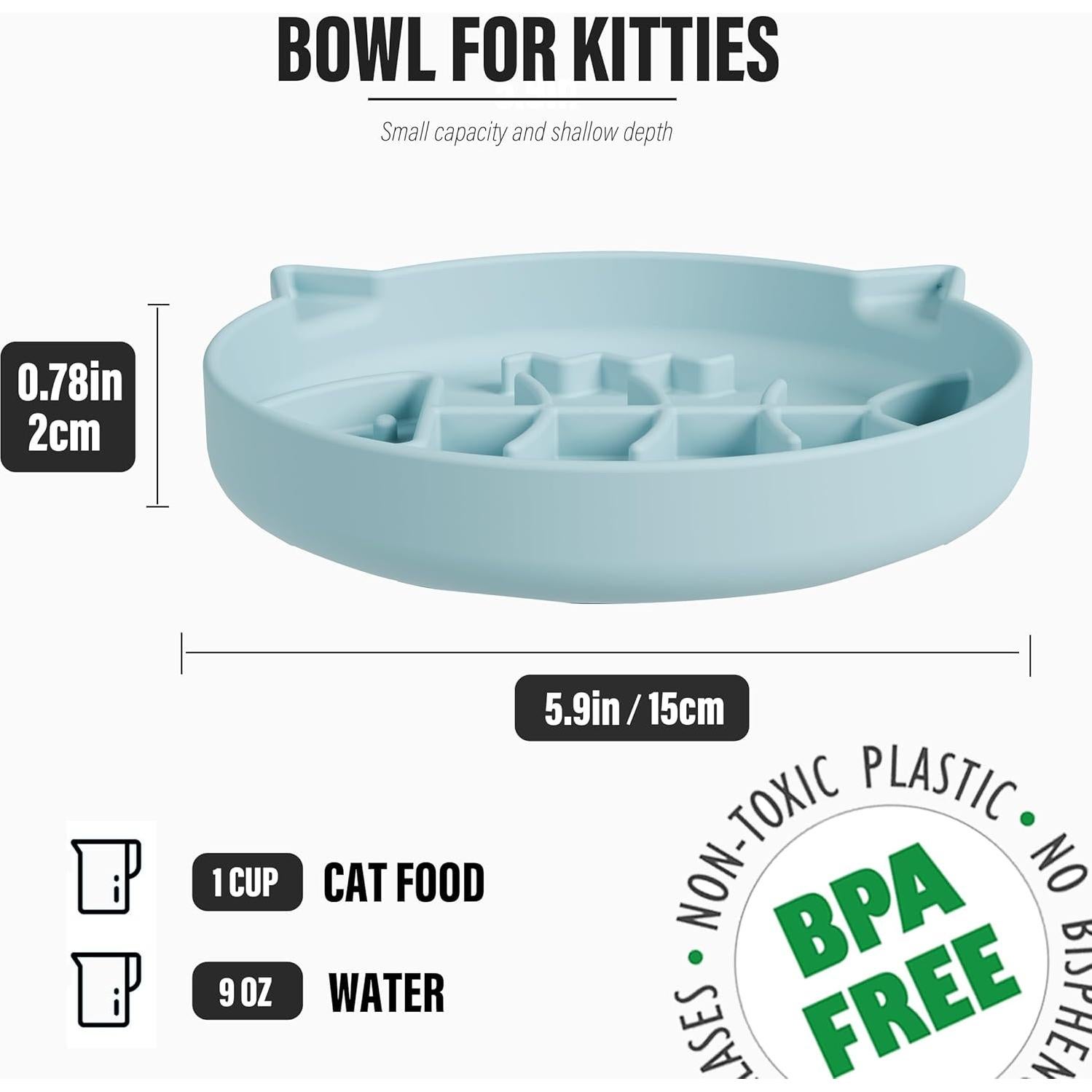 Tazón de alimentación lenta para gatos Slowpaw 1 Taza Azul