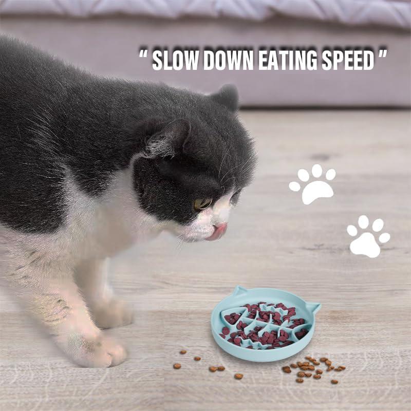 Tazón de alimentación lenta para gatos Slowpaw 1 Taza Azul