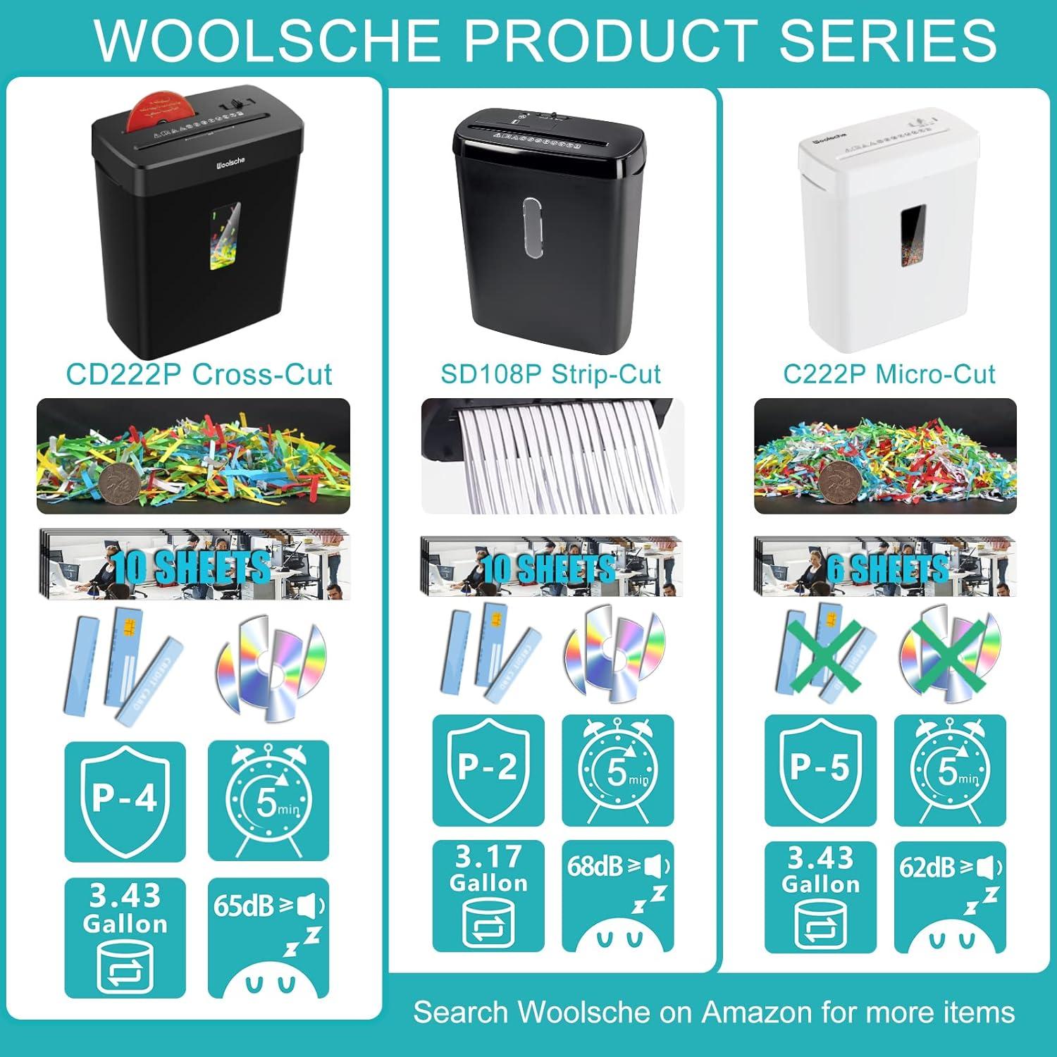 Destructora de Papel Woolsche CD222-8, Corte Cruzado 10 Hojas, P-4