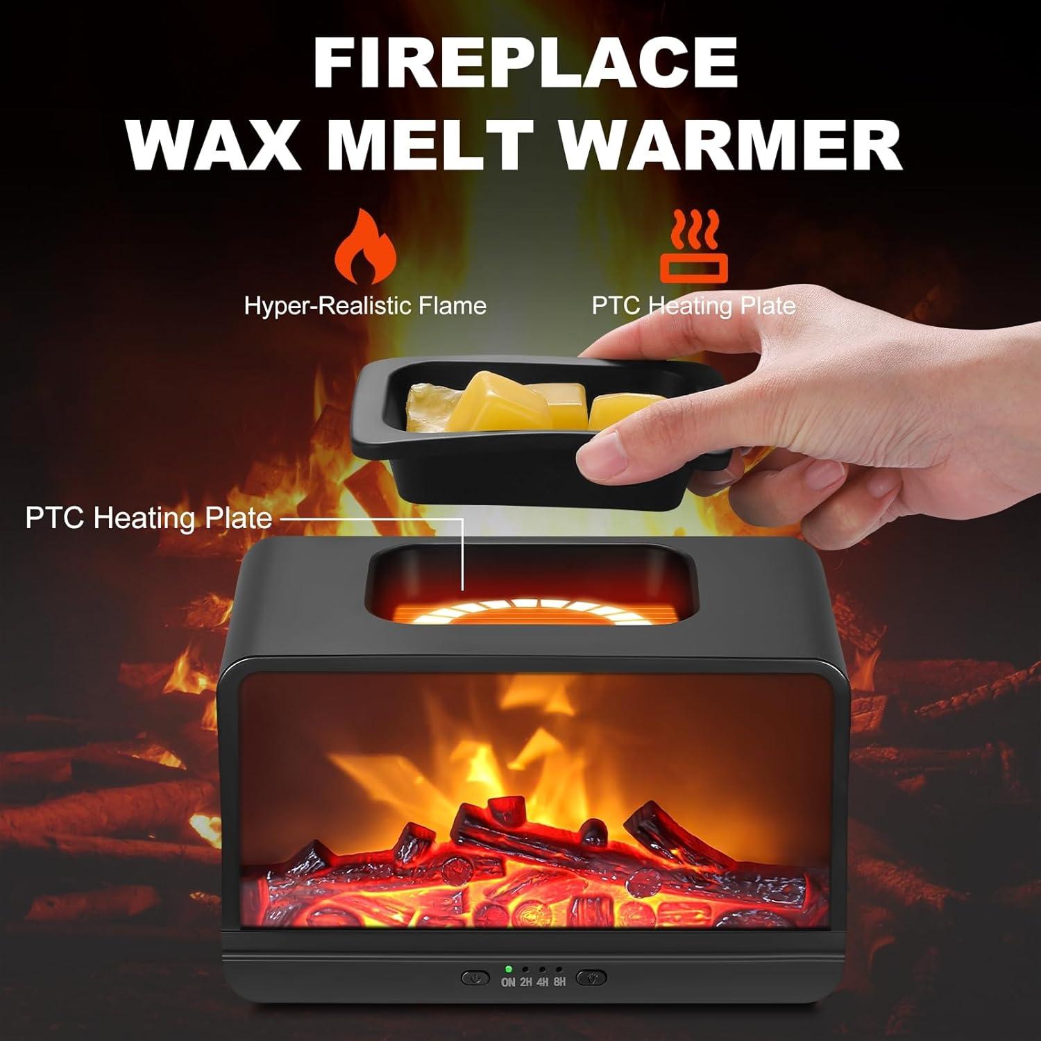 Calentador de Cera Eléctrico JOYOLO Chimenea Negro con Temporizador