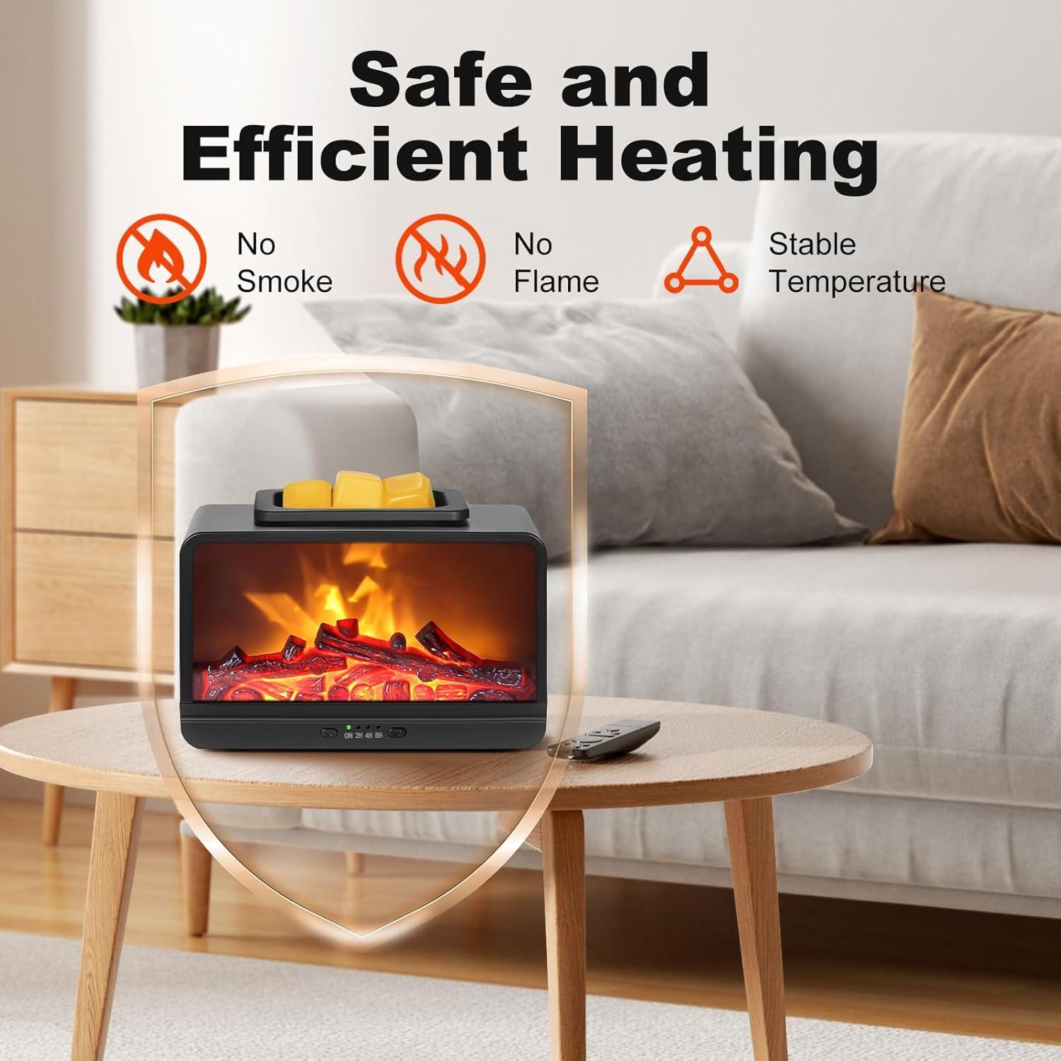 Calentador de Cera Eléctrico JOYOLO Chimenea Negro con Temporizador