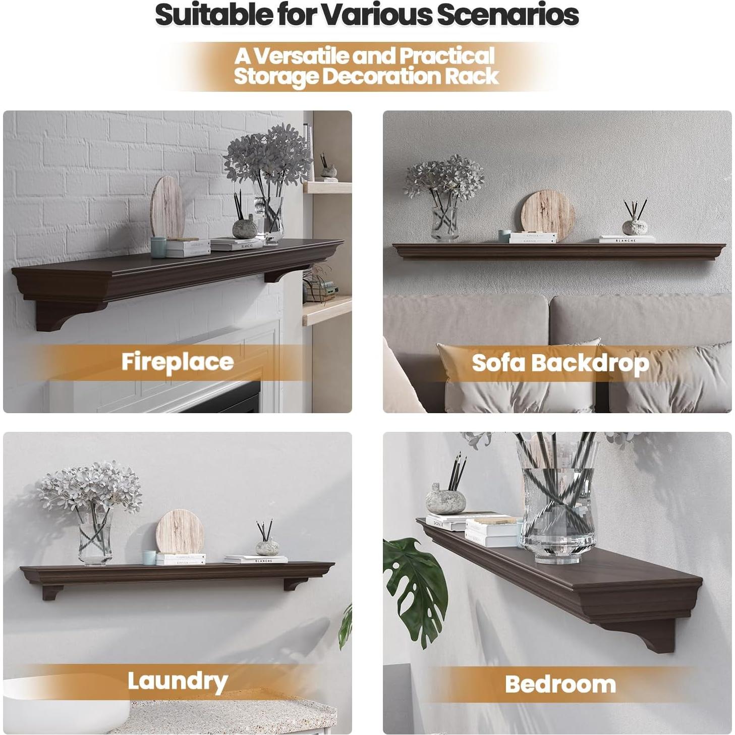 Estante de Manto de Chimenea ZELAZA 152.4 cm Nogal Flotante