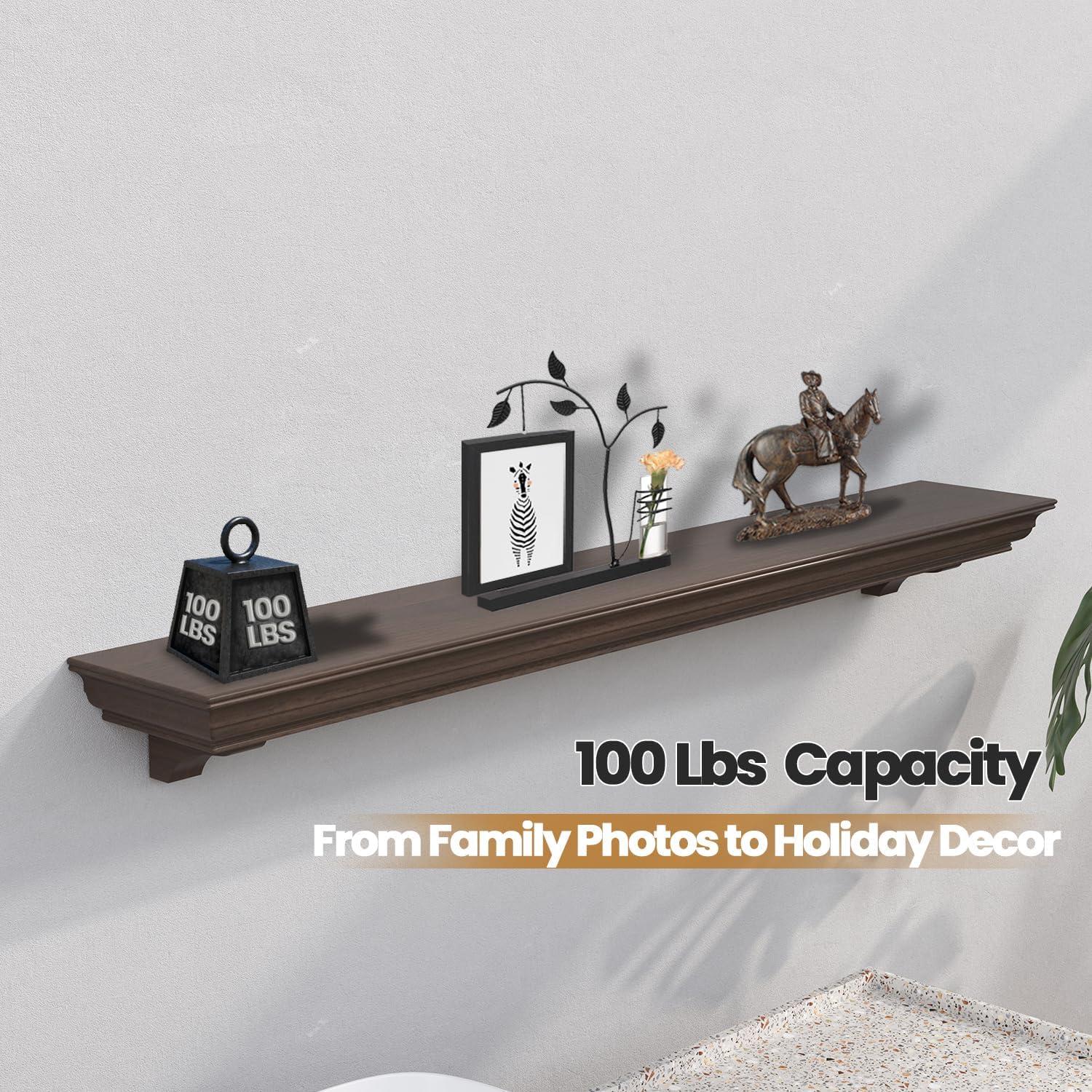 Estante de Manto de Chimenea ZELAZA 152.4 cm Nogal Flotante