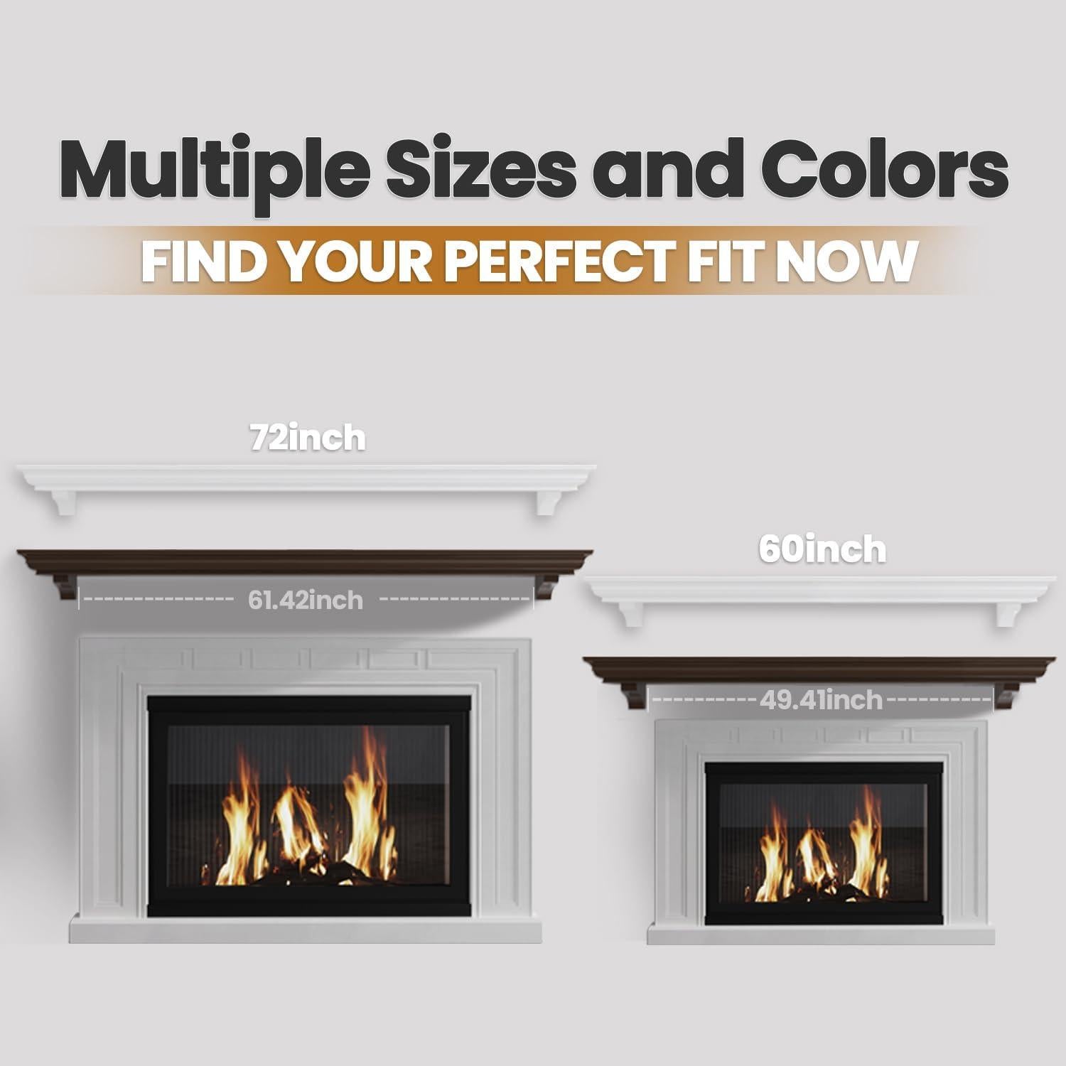 Estante de Manto de Chimenea ZELAZA 152.4 cm Nogal Flotante