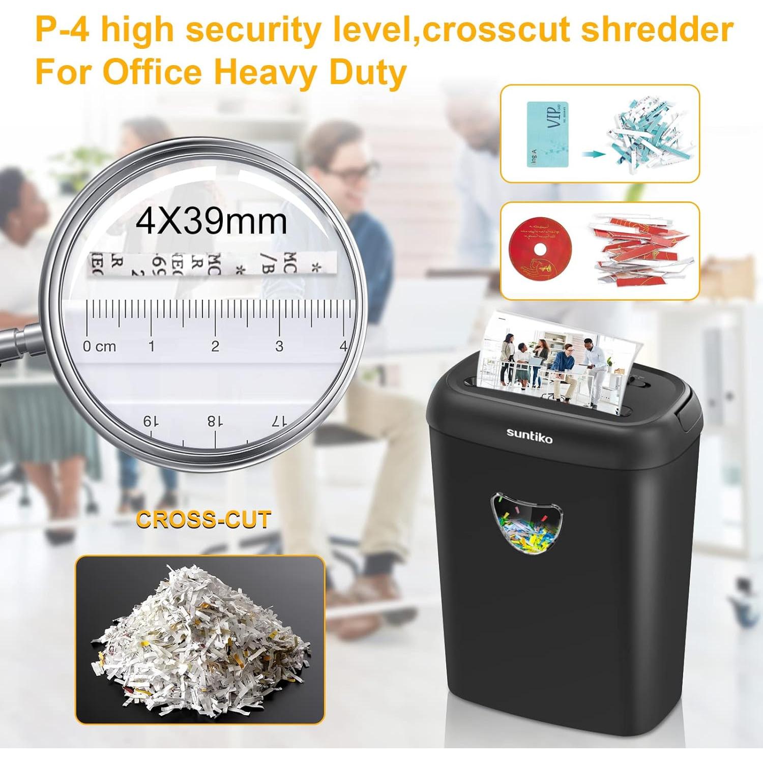 Destructora de papel Suntiko CD210P-12, 14 hojas, corte cruzado