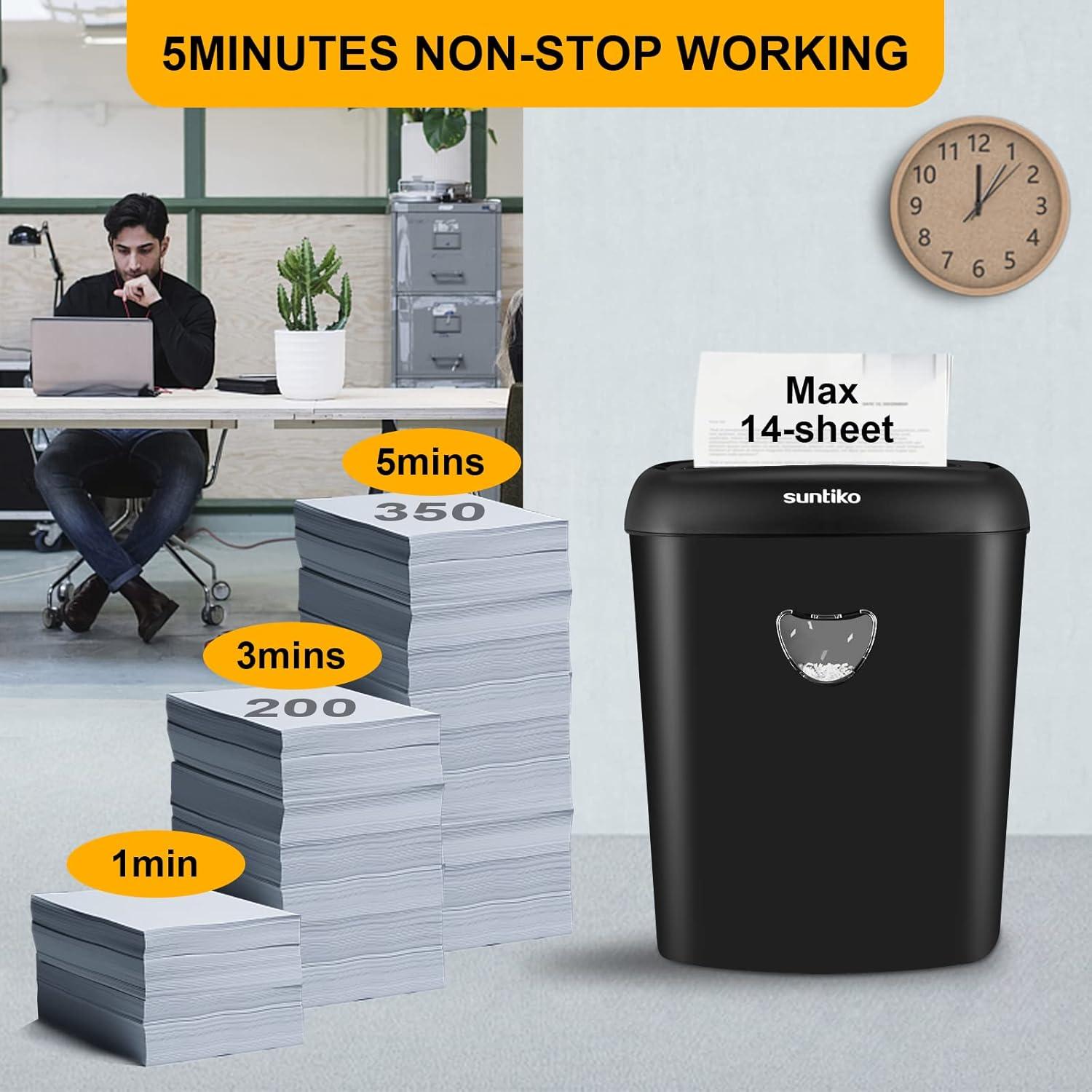 Destructora de papel Suntiko CD210P-12, 14 hojas, corte cruzado