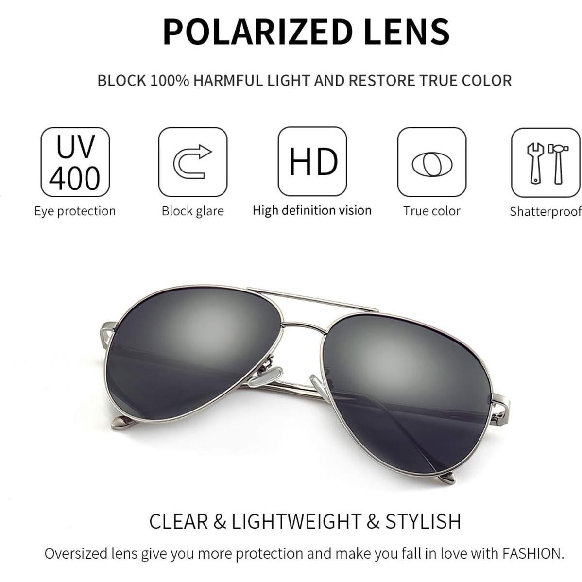 Gafas de sol oversized SUNGAIT - Lentes polarizados gris