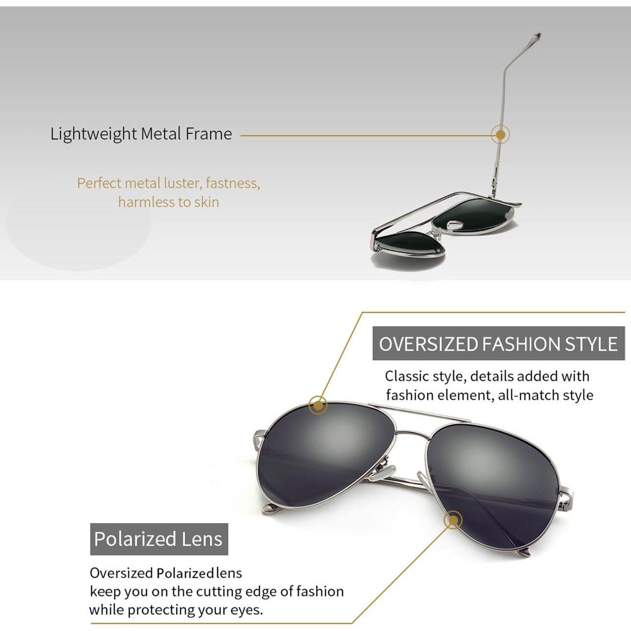 Gafas de sol oversized SUNGAIT - Lentes polarizados gris