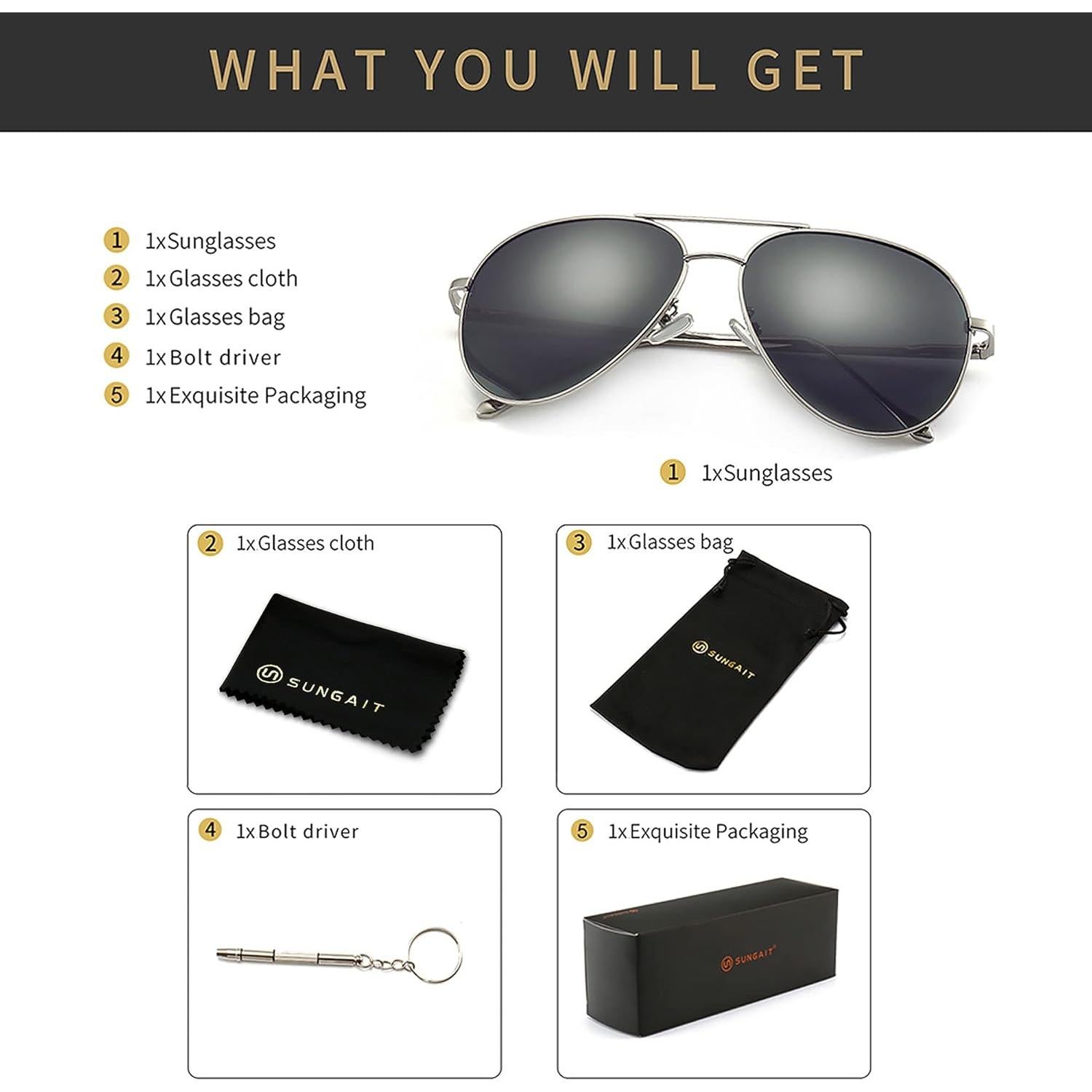 Gafas de sol oversized SUNGAIT - Lentes polarizados gris