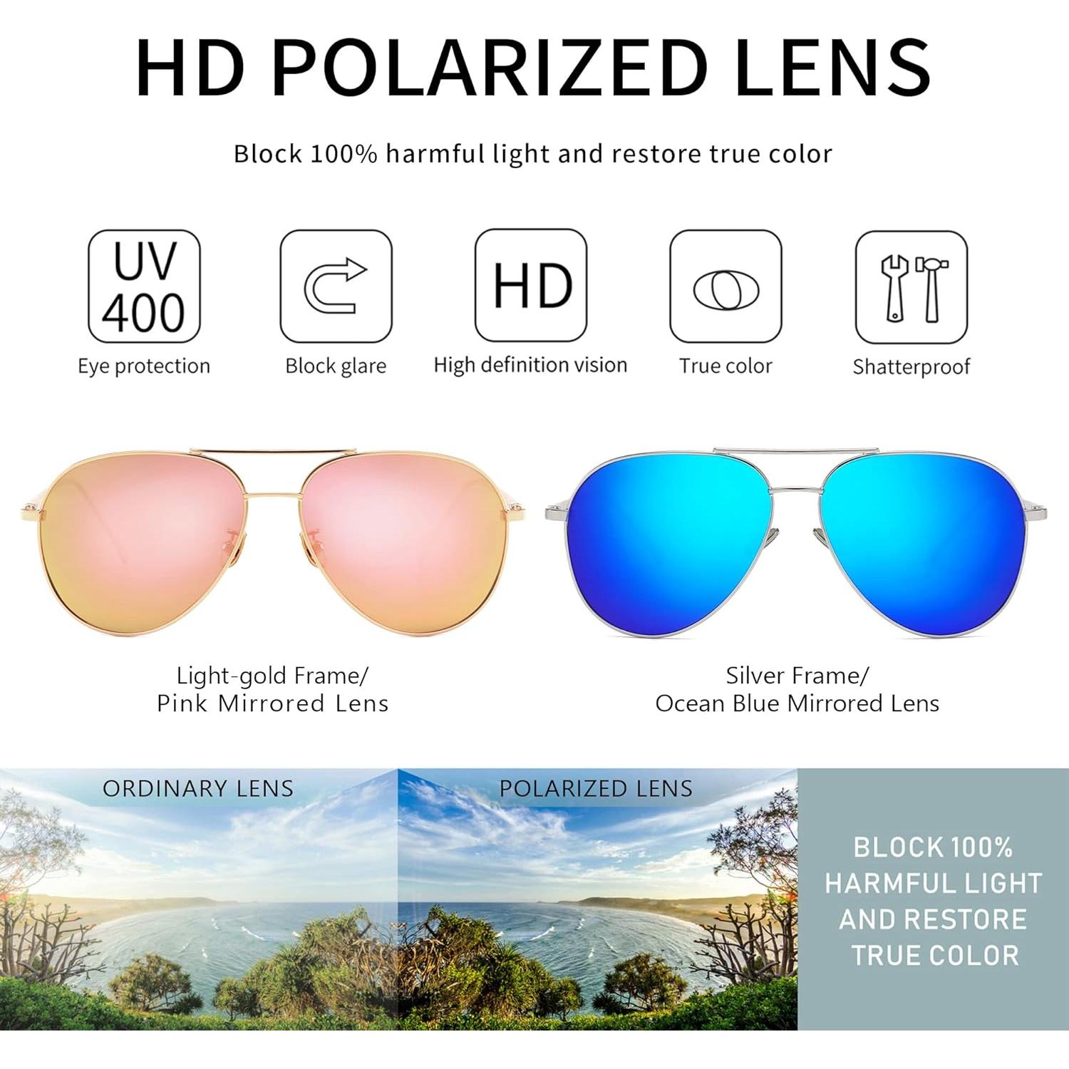 Gafas de sol aviador SUNGAIT - 2 pares polarizados espejados