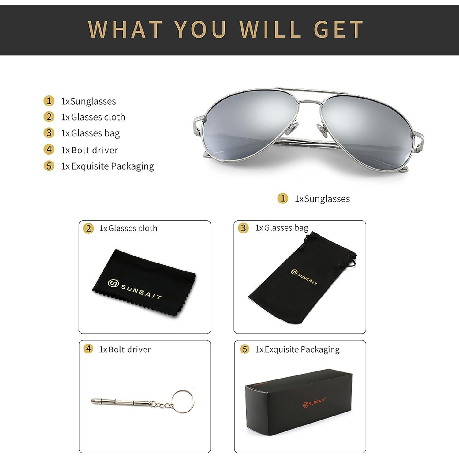 Gafas de Sol Oversize Sungait - Lentes Polarizados 60mm