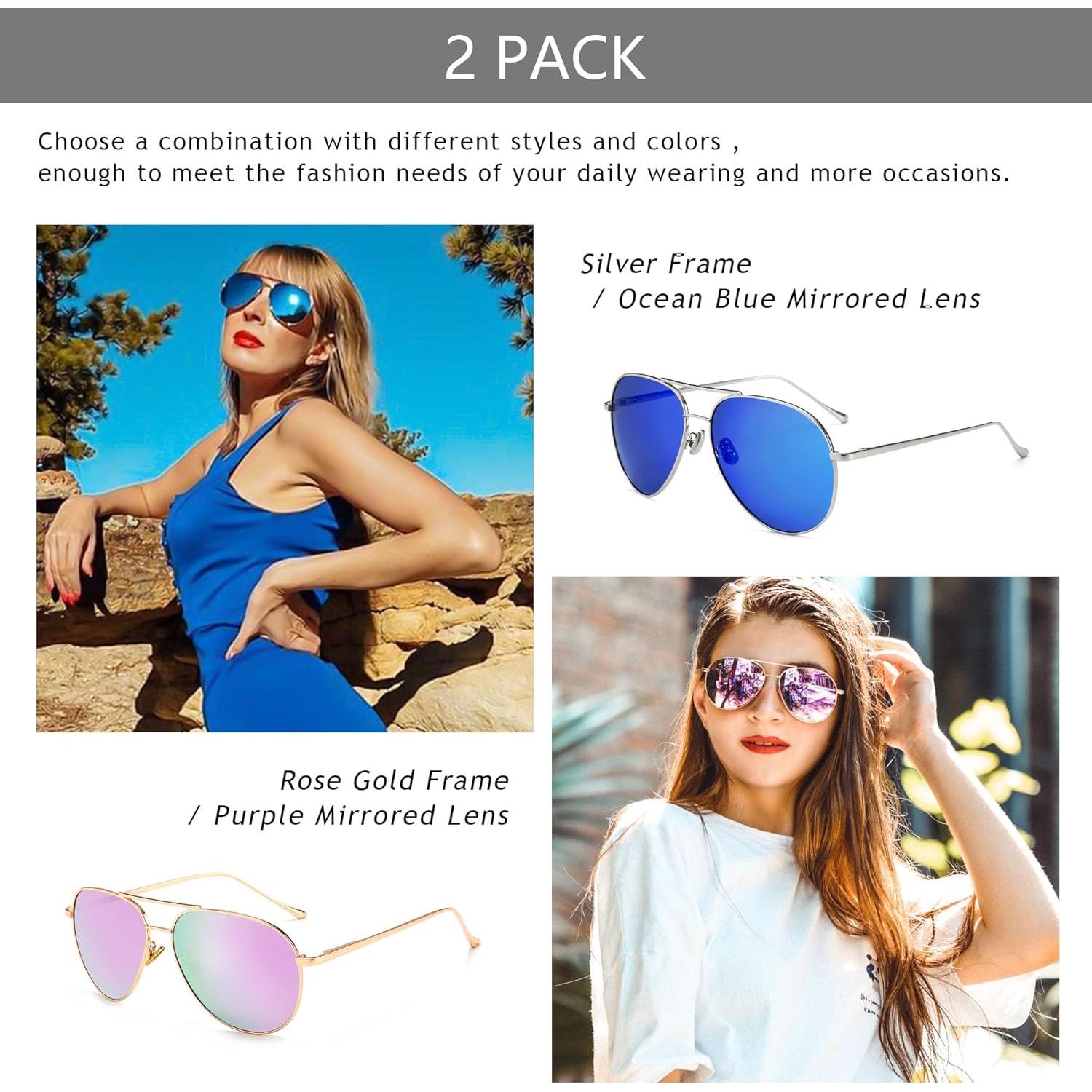 Gafas de sol aviador SUNGAIT - 2 pares polarizadas espejadas