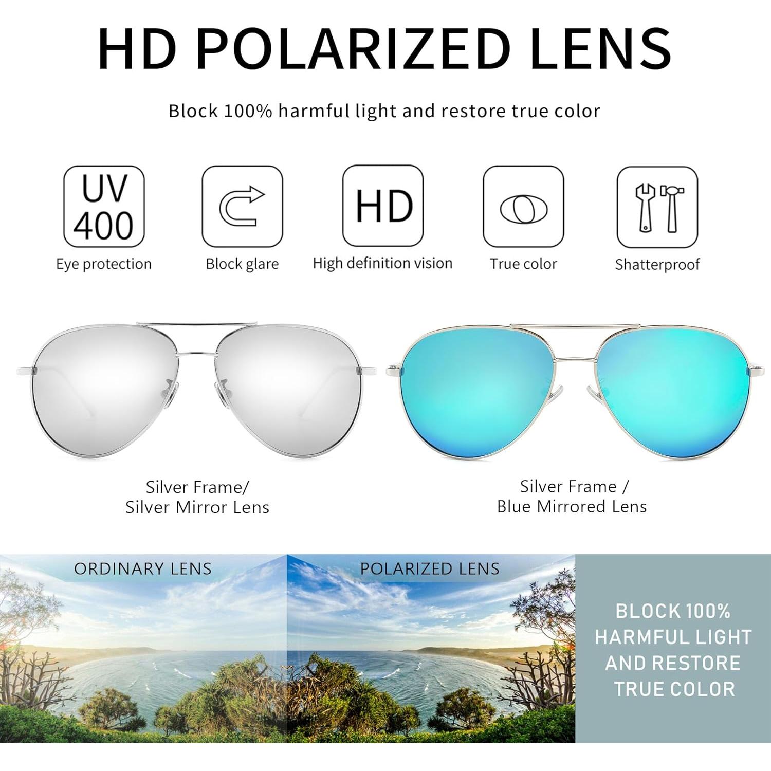 Gafas de sol aviador SUNGAIT - 2 pares polarizados para mujer