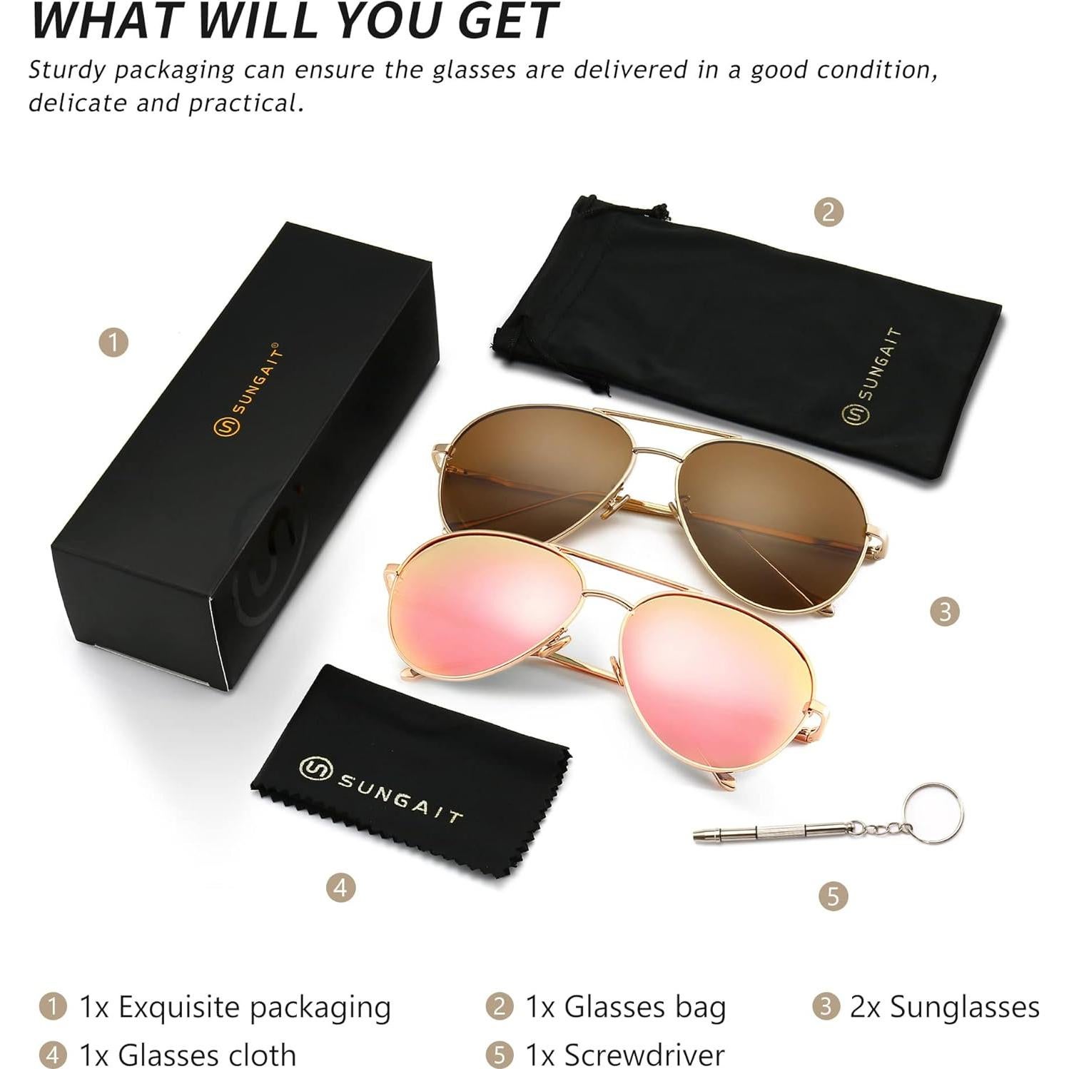 Gafas de Sol Oversized Sungait - Lentes Polarizados HD