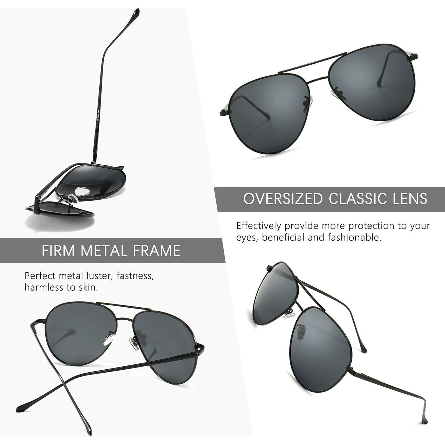 Gafas de sol oversized SUNGAIT - Lentes polarizados gris