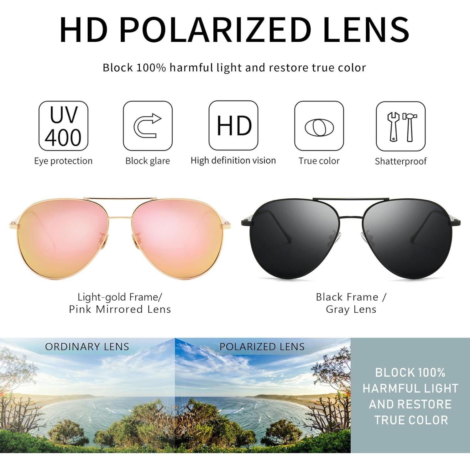 Gafas de sol aviador SUNGAIT - 2 pares polarizados ligeras