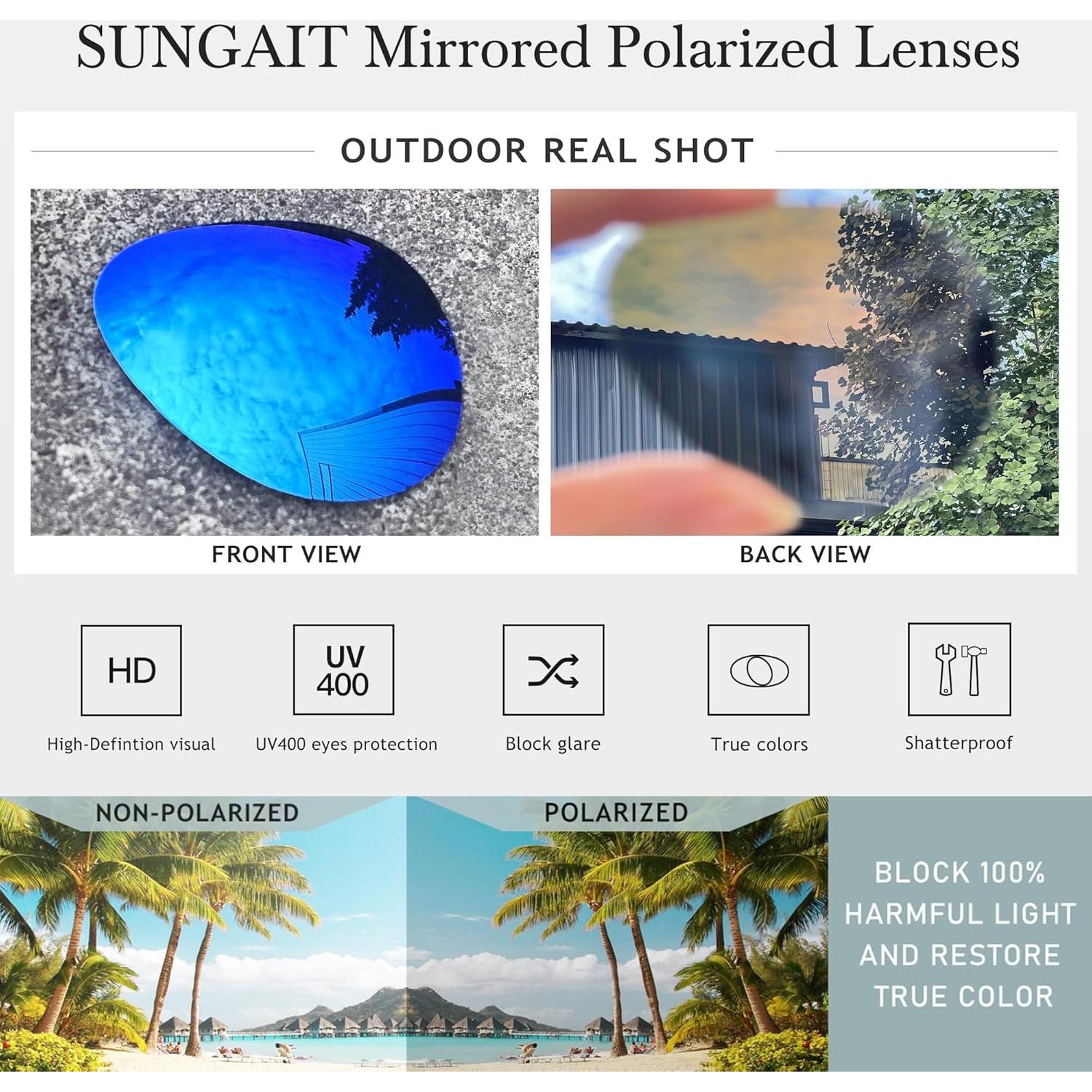 Gafas de sol oversized SUNGAIT - Lentes polarizados 53x60mm