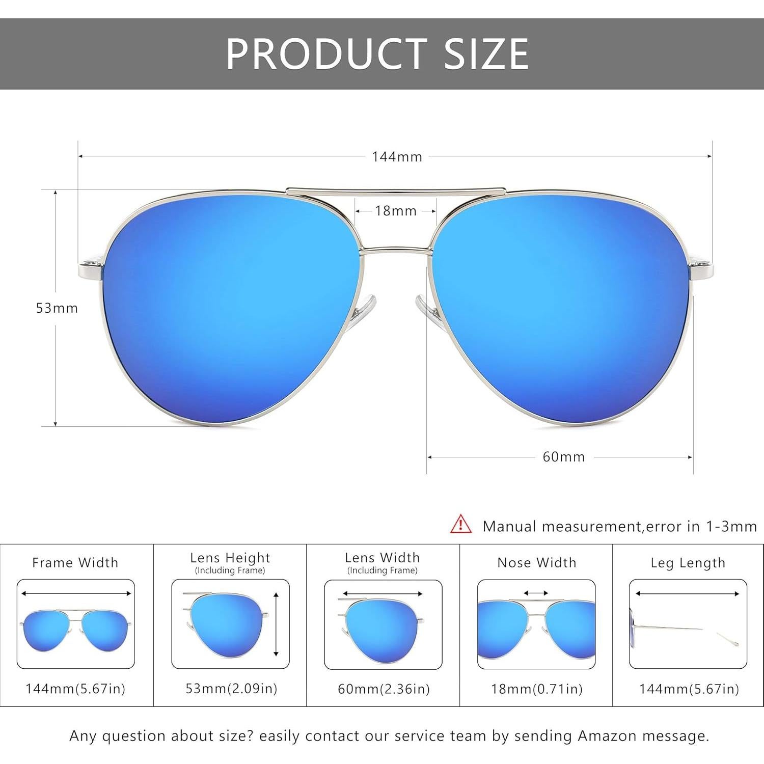 Gafas de sol oversized SUNGAIT - Lentes polarizados 53x60mm