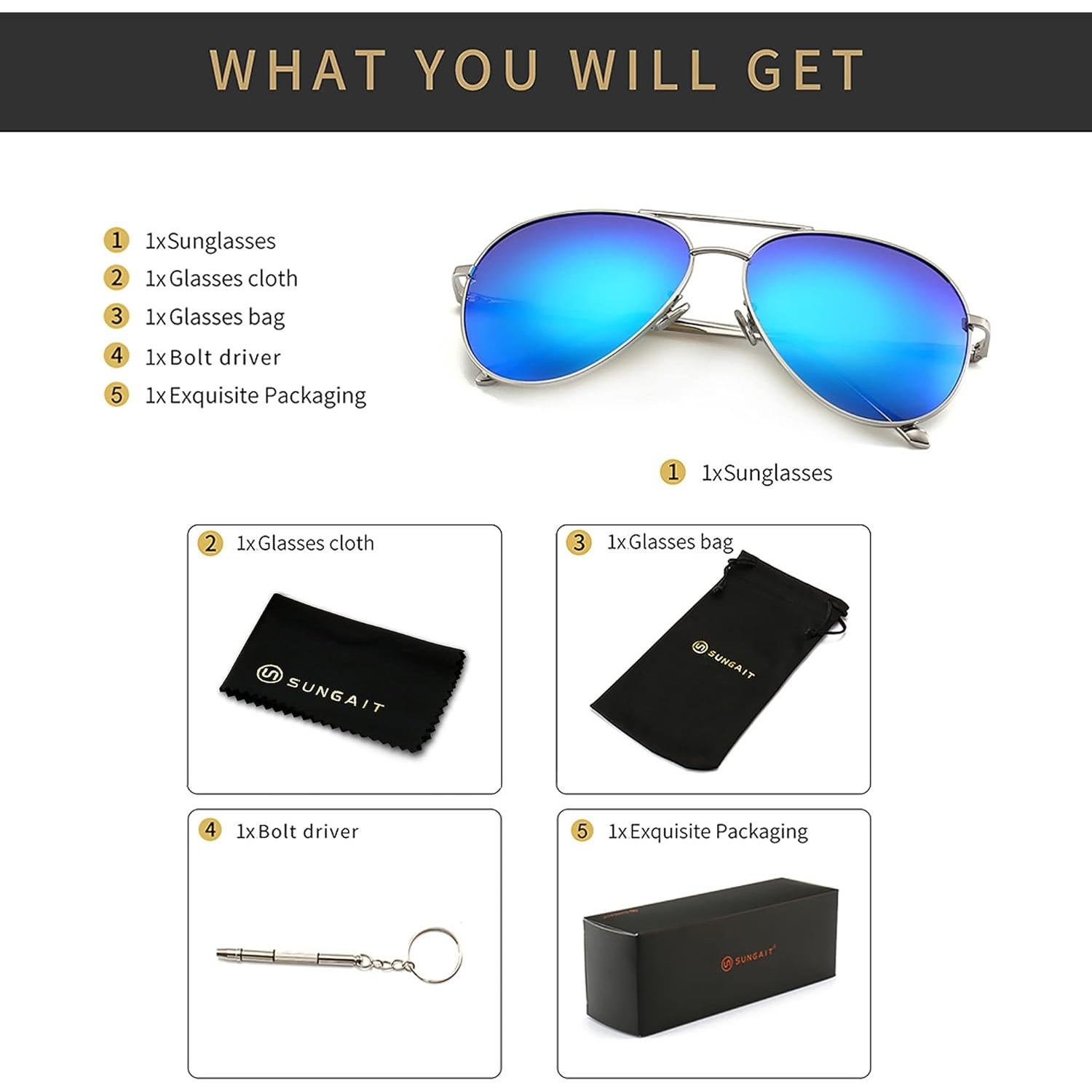 Gafas de sol oversized SUNGAIT - Lentes polarizados 53x60mm