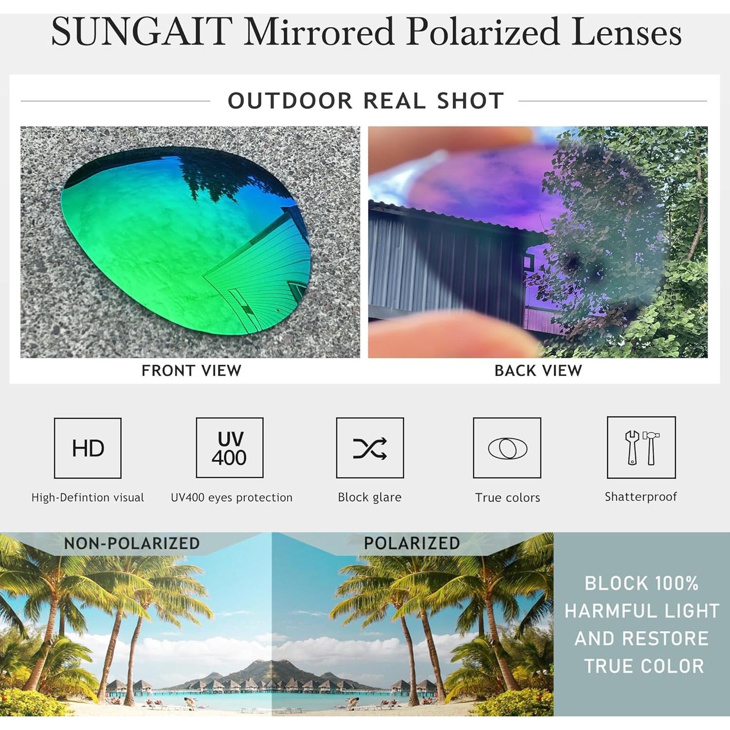 Gafas de sol oversized SUNGAIT - Lentes polarizados verdes