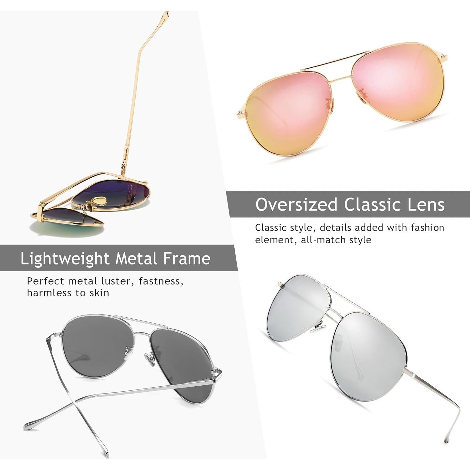 Gafas de sol oversized SUNGAIT - Lentes polarizados UV 100%