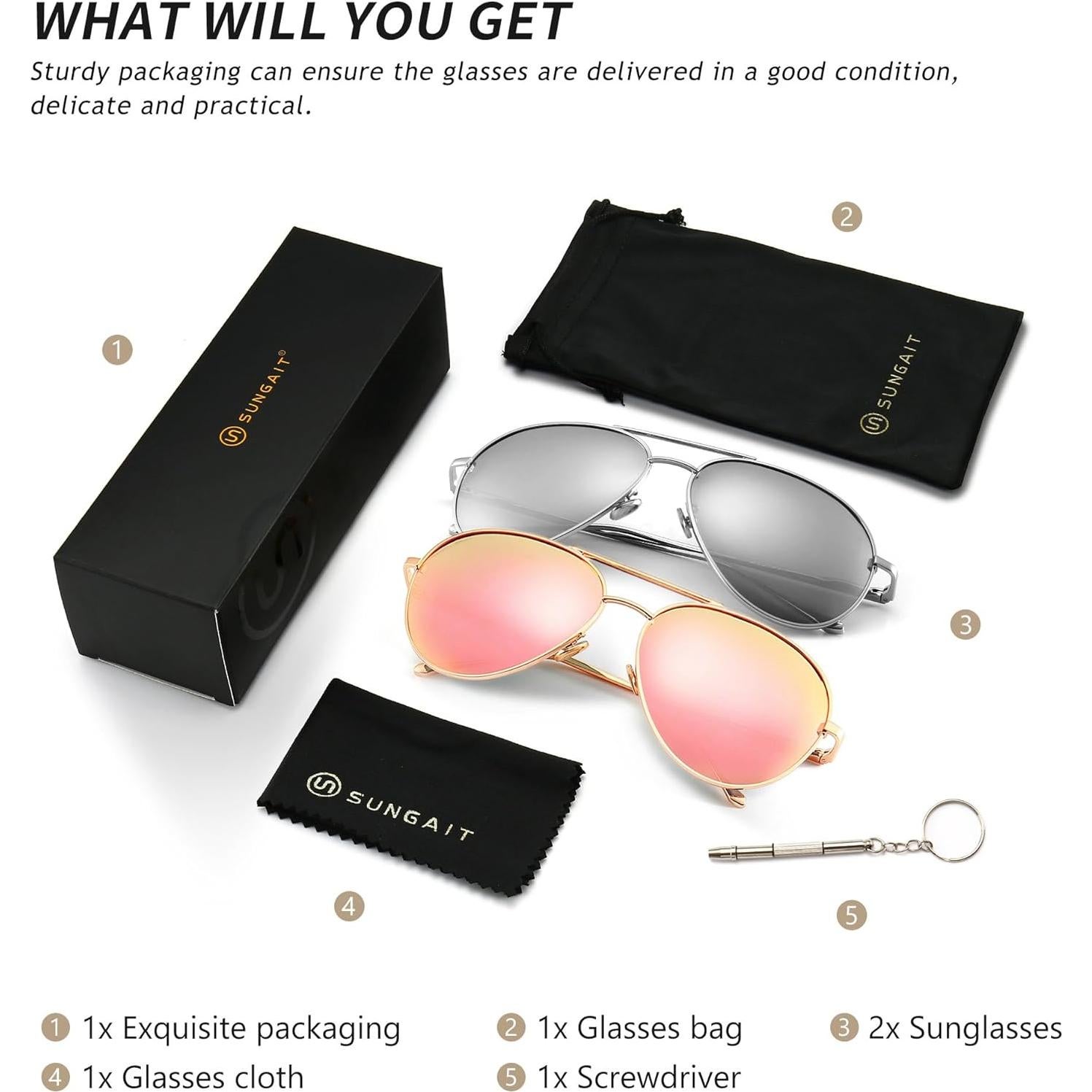 Gafas de sol oversized SUNGAIT - Lentes polarizados UV 100%