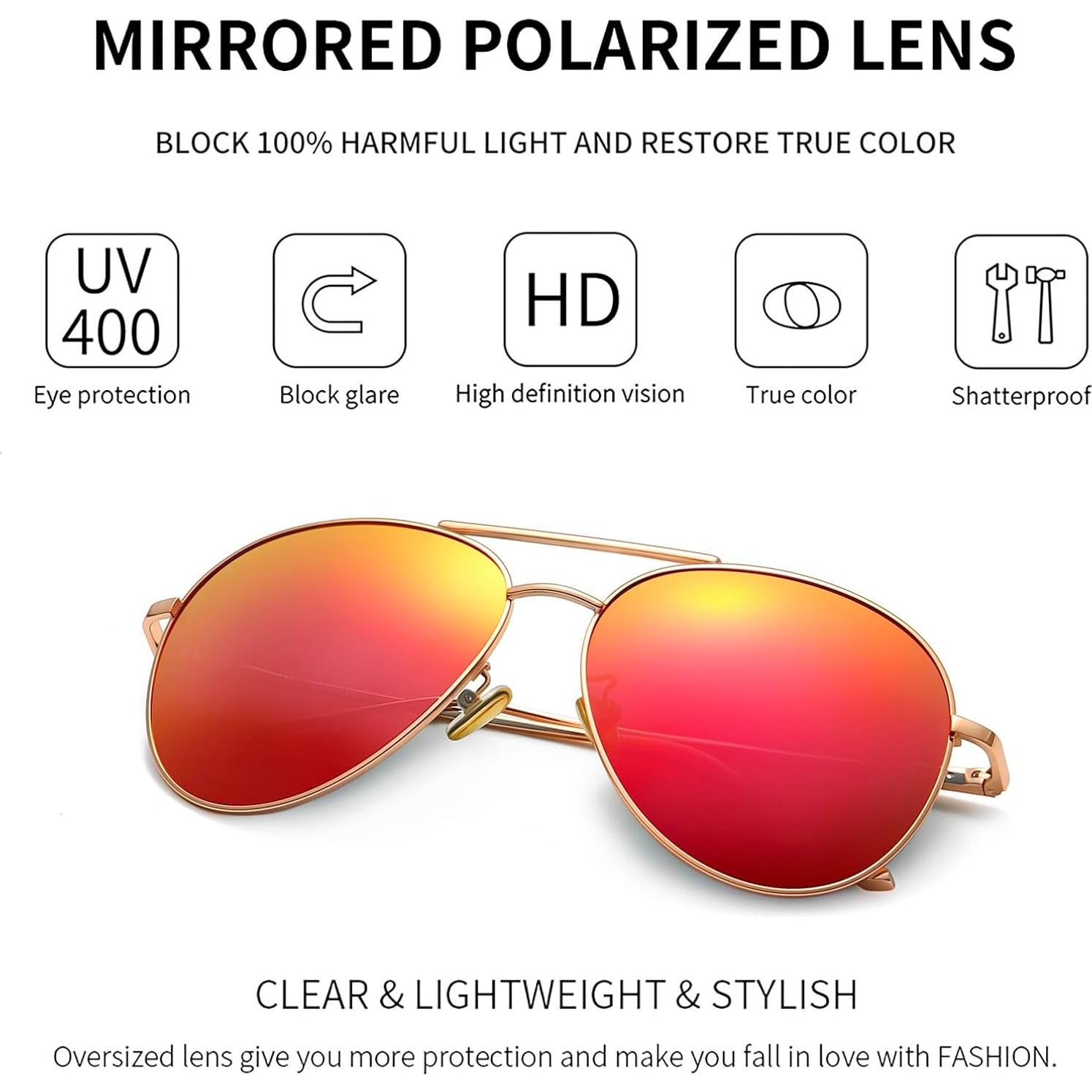 Gafas de sol oversized SUNGAIT - Lentes polarizados rojos