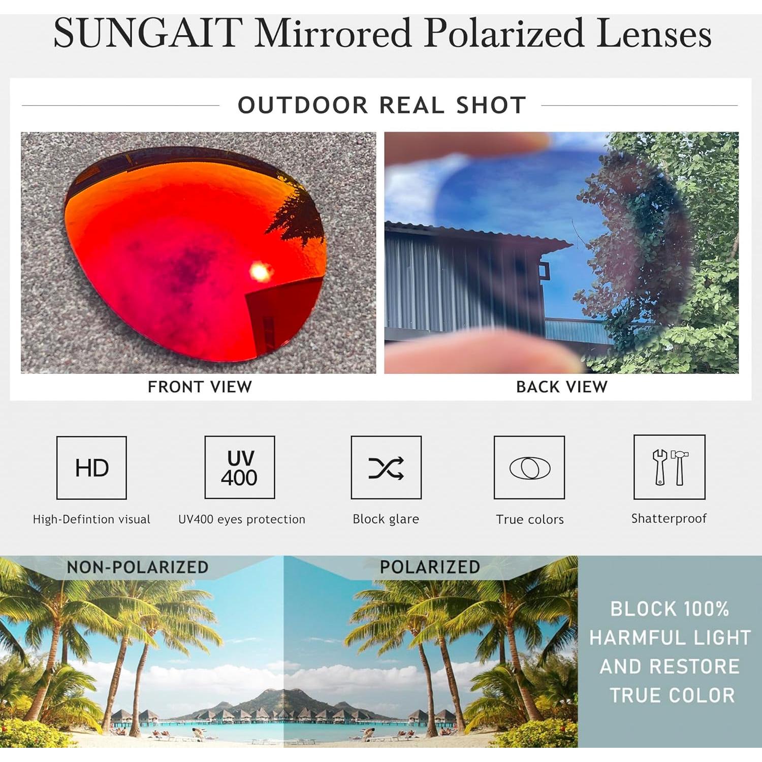 Gafas de sol oversized SUNGAIT - Lentes polarizados rojos