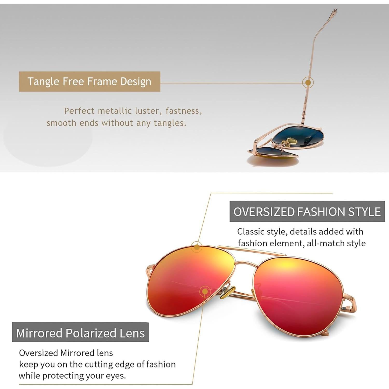 Gafas de sol oversized SUNGAIT - Lentes polarizados rojos