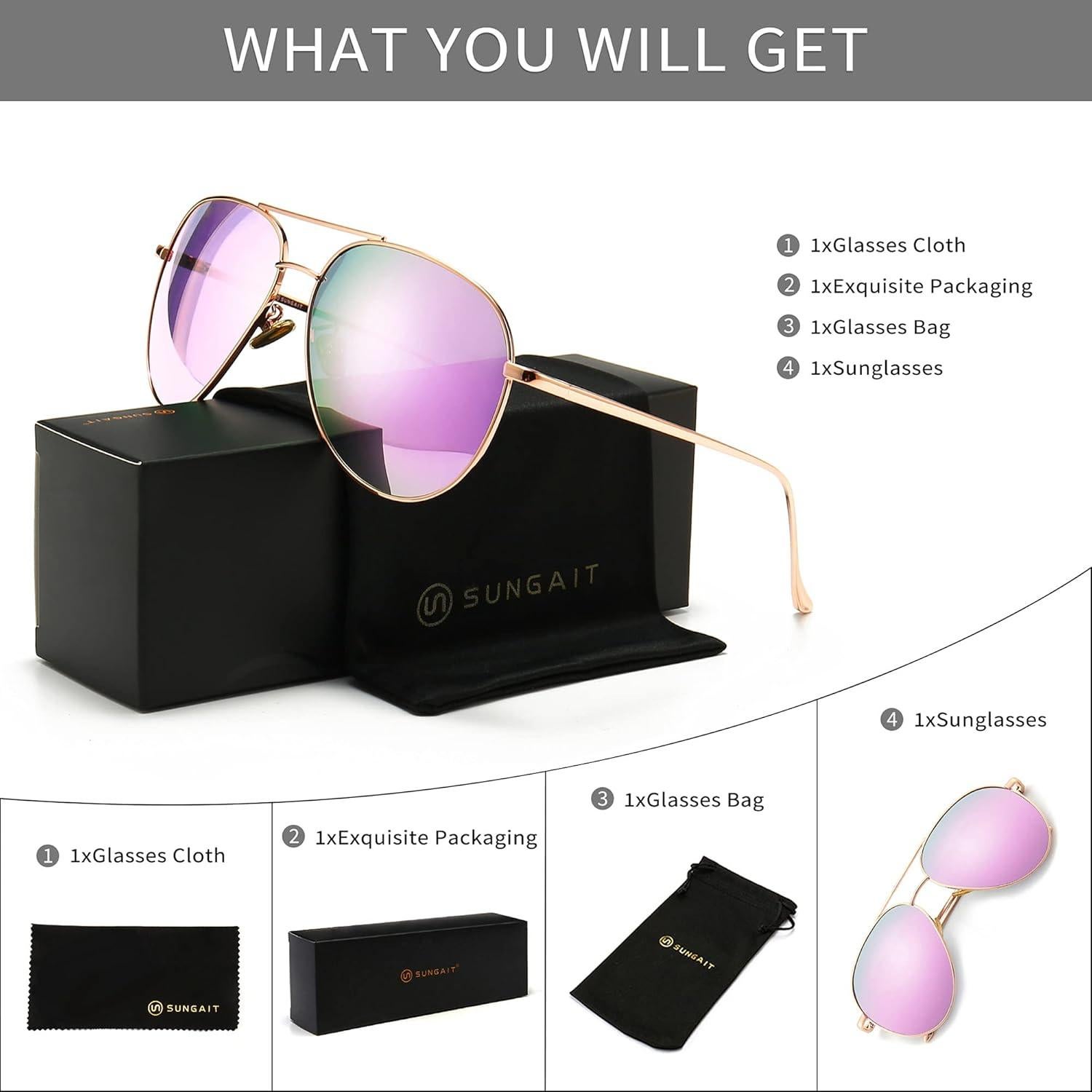 Gafas de sol oversized SUNGAIT - Lentes polarizados 60mm