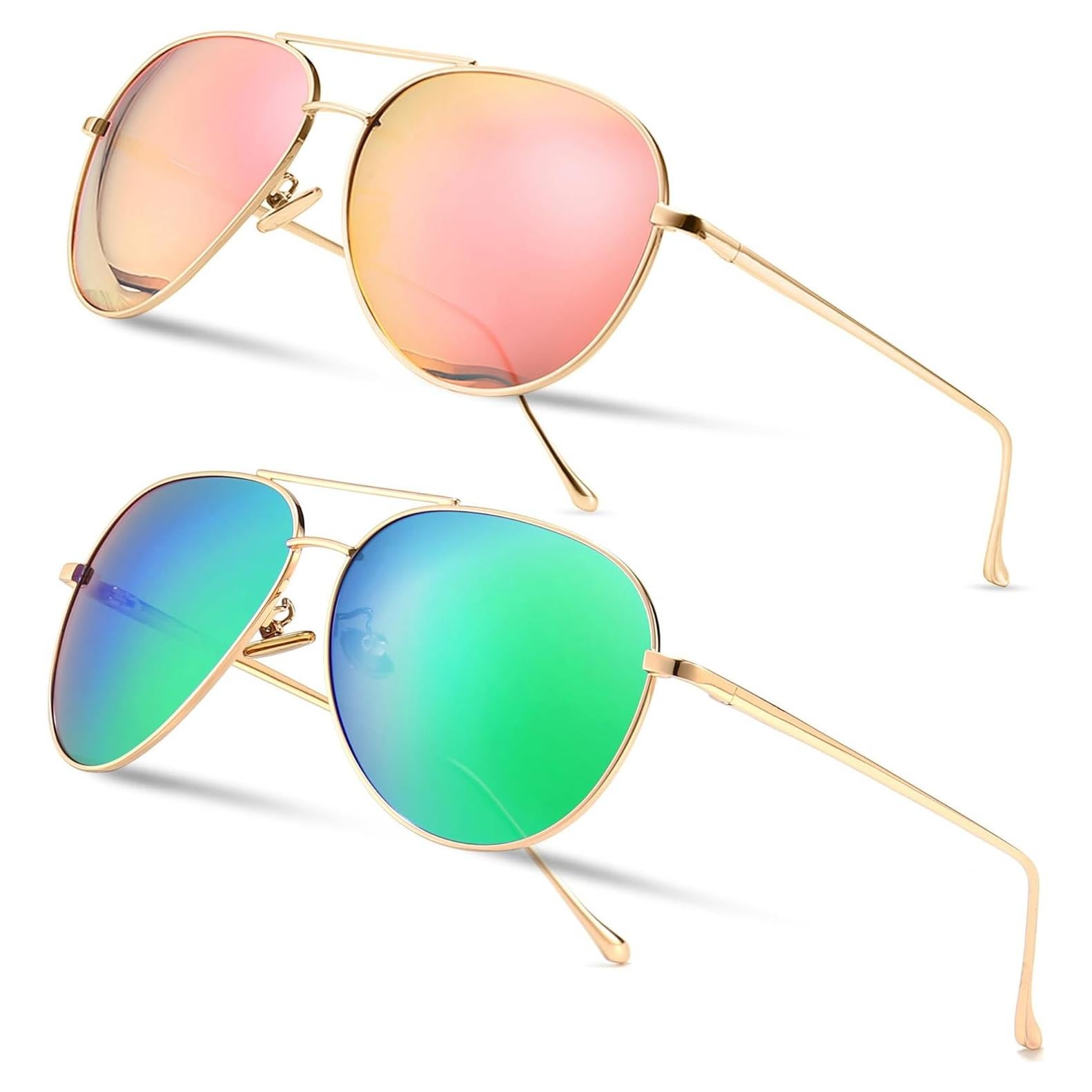 Gafas de sol aviador grandes SUNGAIT - Lentes polarizados 2 pares