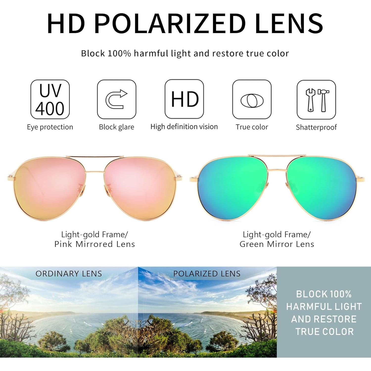 Gafas de sol aviador grandes SUNGAIT - Lentes polarizados 2 pares