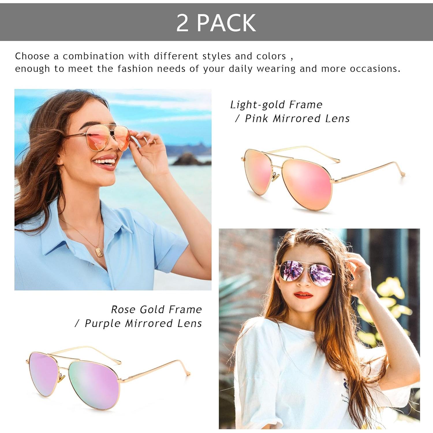 Gafas de sol aviador SUNGAIT - 2 pares polarizados espejados