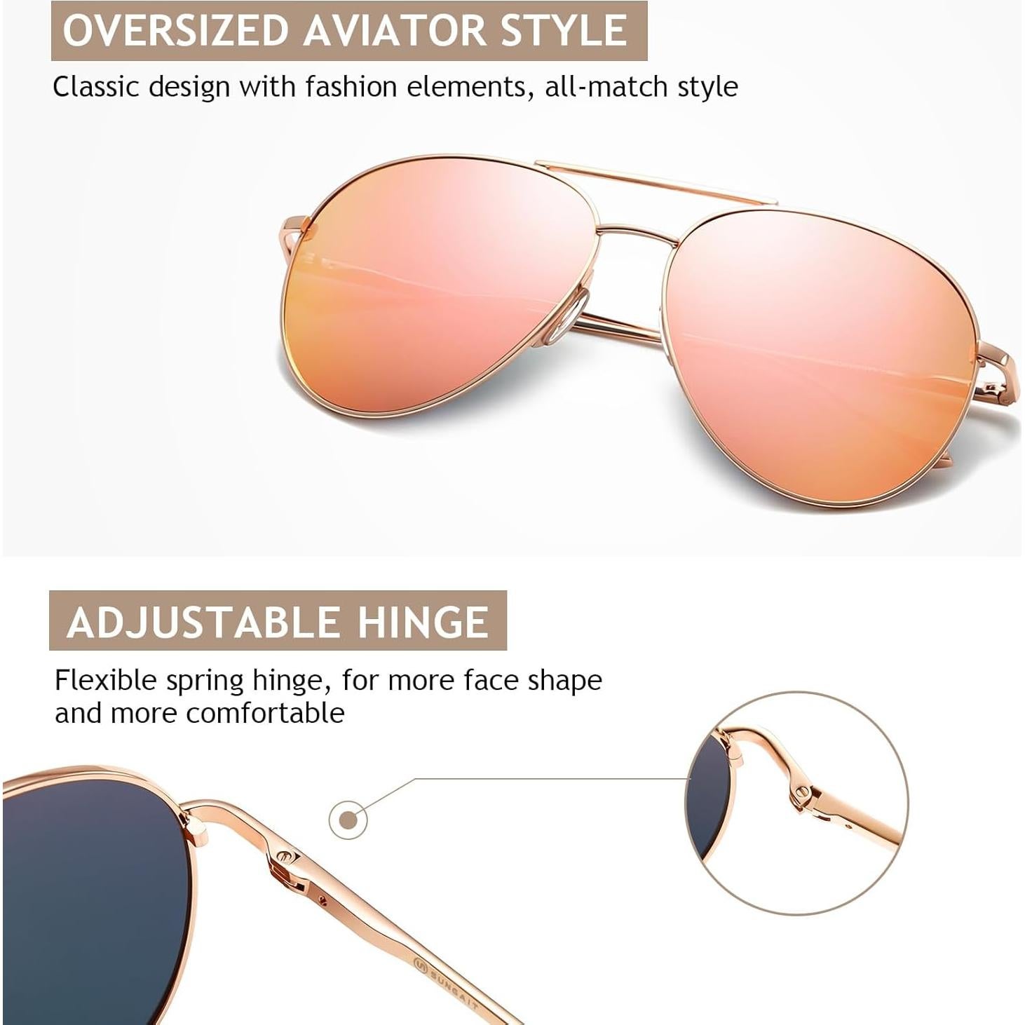 Gafas de sol aviador SUNGAIT - Lente polarizado 60mm