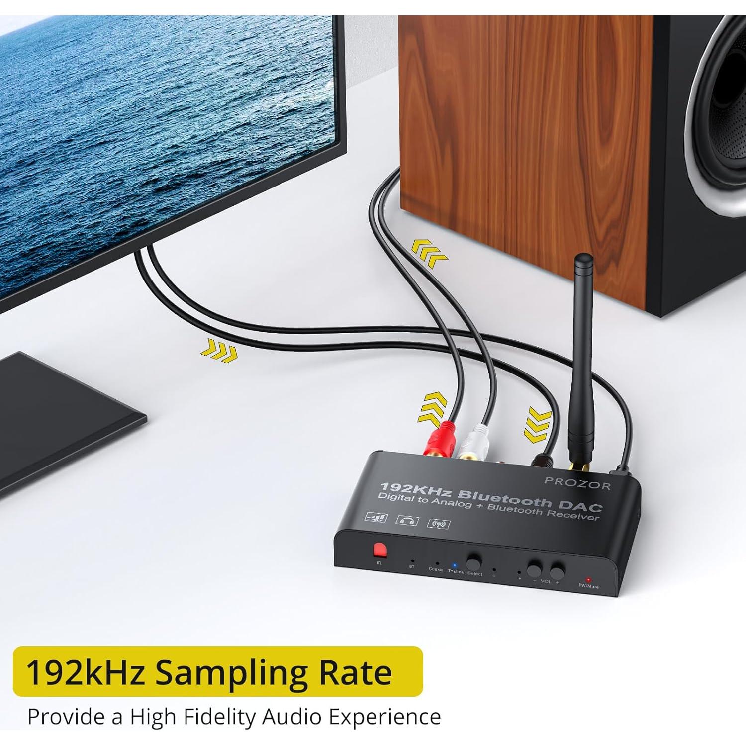 Convertidor DAC PROZOR Bluetooth 5.0 192kHz RCA 3.5mm