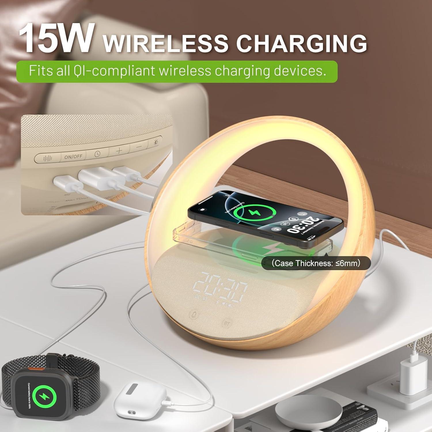 Altavoz Bluetooth 5.3 FUNFOR S11-Madera con Luz Nocturna