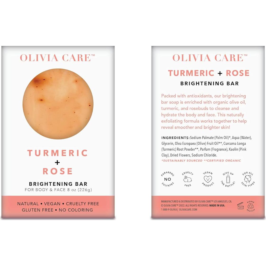 Jabón en Barra Olivia Care 226.8 g Cúrcuma y Rosa Hidratante