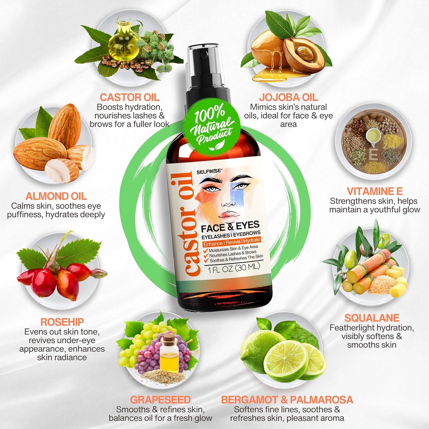 Aceite de Ricino Orgánico 28.35ml - Hidratante Facial y Ojos