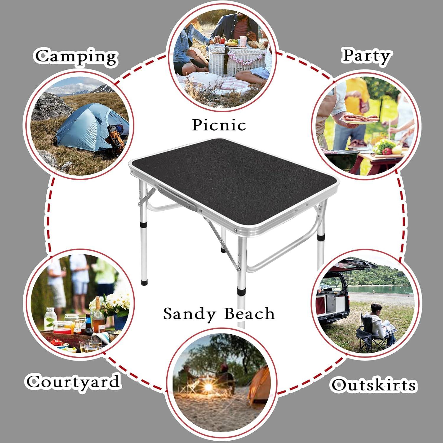 Mesa Plegable Camp Field 60x44 cm Ajustable Negra