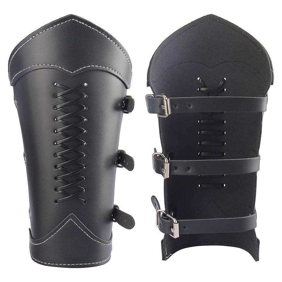 Leather Gauntlet Wristband Wrist Armor Leather Bracers Medieval Vambrace Archery Bracers Viking Guards for Men Women 2PCS